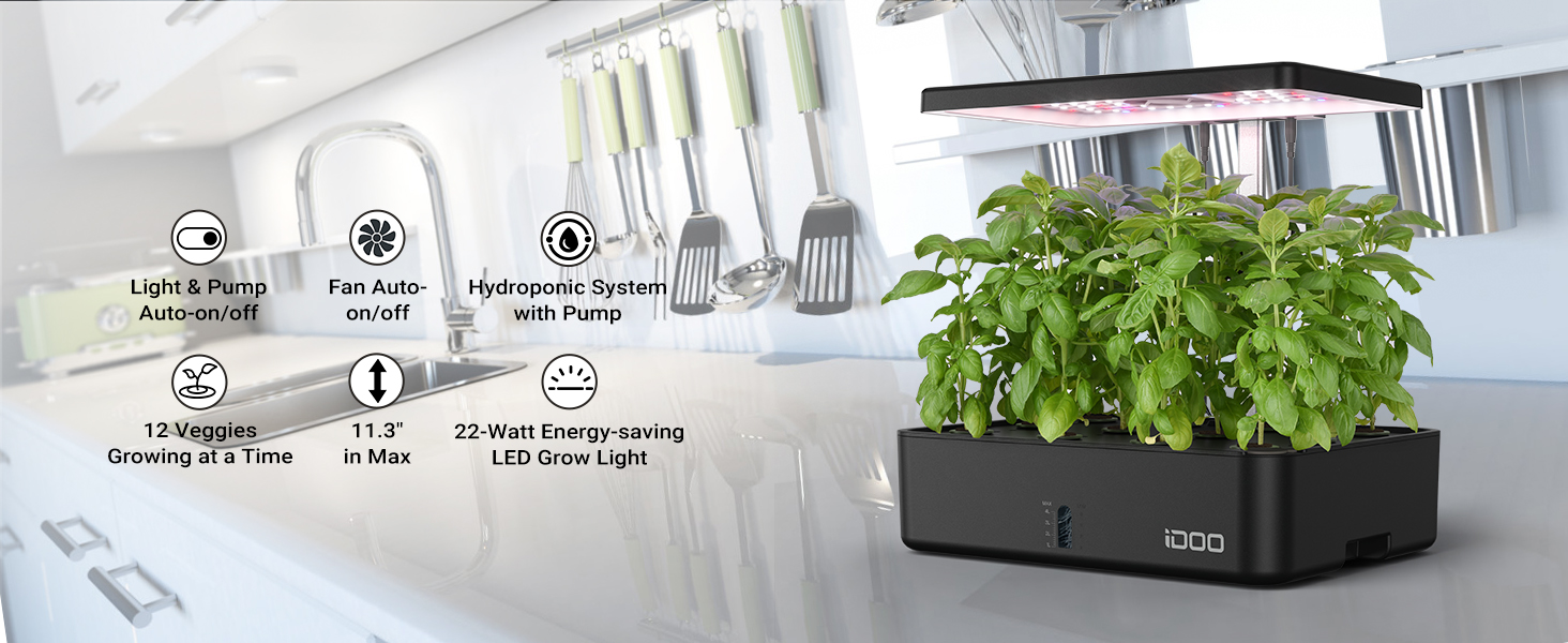 Amazon.com: iDOO Hydroponics Growing System Kit 12Pods, Indoor